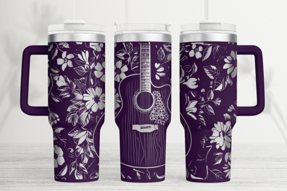 Guitar Flower 40oz Laser Tumbler Wrap