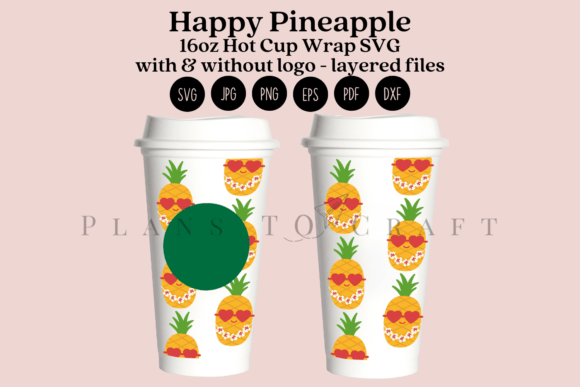 Happy Pineapple Summer 16oz Hot Cup Wrap